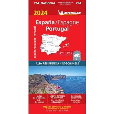 Afbeelding van Nationale kaarten Michelin Wegenkaart 794 Spanje &amp; Portugal 2024 Scheurvast