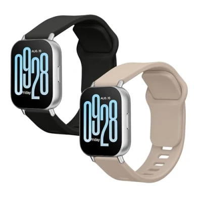 Afbeelding van kwmobile 2x horlogebandjes geschikt voor Xiaomi Redmi Watch 5 Active / Lite bandje Smartwatch bandjes van TPU Activity tracker horloge band in zwart beige