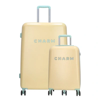 Afbeelding van Charm London Capetown Kofferset 2 delig TSA slot Zachtgeel