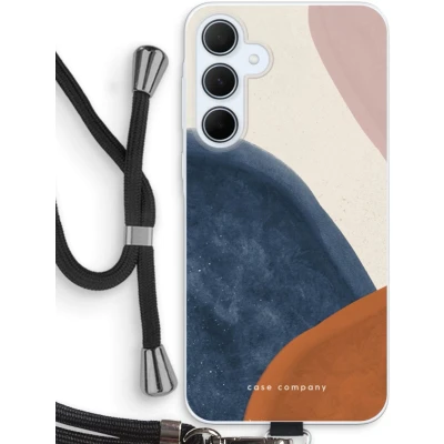 Afbeelding van Case Company® hoesje met Koord geschikt voor Samsung Galaxy A35 Geo #1 Telefoonhoesje Zwart Bescherming aan alle Kanten en Over de Schermrand