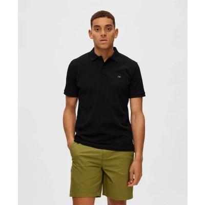 Afbeelding van Selected Homme Slhdante SS W NOOS Poloshirt, Heren, Maat: XXL, Black