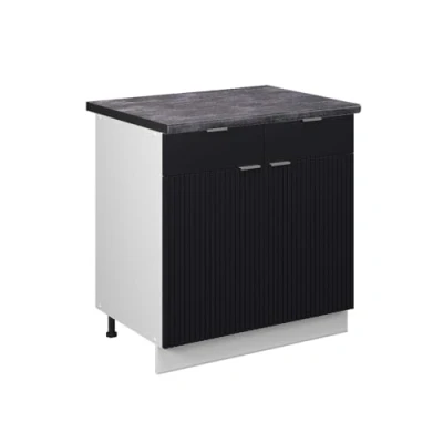 Afbeelding van Vicco Keukenonderkast Fame Line, Zwart gestreept/Wit, 80 cm , WB Antraciet
