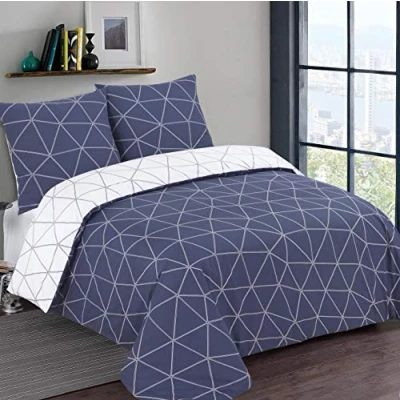Afbeelding van VISION Hugo marine omkeerbaar dekbedovertrek 240x220cm 100% katoen