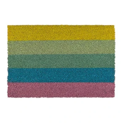 Afbeelding van Relaxdays deurmat kokos kokosmat regenboog droogloopmat 40x60 schoonloopmat antislip