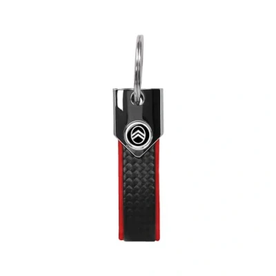 Afbeelding van Citroen Officiële rode sleutelhanger, carbon, nieuw logo zwart, rood, Taglia unica, eenheidsmaat, Rood