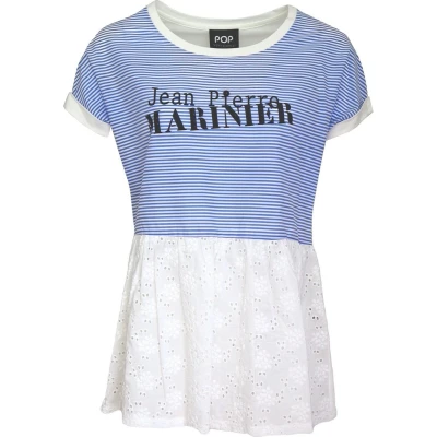 Afbeelding van Verysimple blauw gesteept shirt met kant maat 34 (IT40)