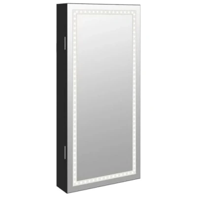 Image de vidaXL Armoire à bijoux avec miroir et éclairage LED mural noir353233