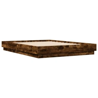 Afbeelding van vidaXL Bedframe met LED verlichting gerookt eikenkleurig 140x200 cm