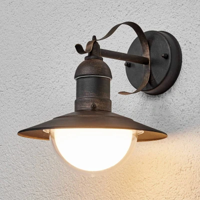 Afbeelding van Lindby LED wandlamp buiten 1licht roestvrij staal, polycarbonaat H: 27 cm antiek koper, transparant Inclusief lichtbron