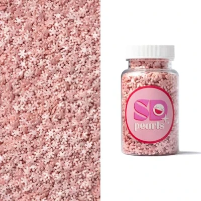 Afbeelding van SD Pearls 75 stuks eetbare suikerballen voor cake (sneeuwvlokken, roze, 75)