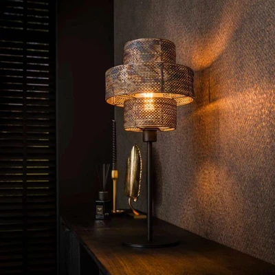 Afbeelding van Hoyz Collection Tafellamp 1L Lantern Zwart Bruin