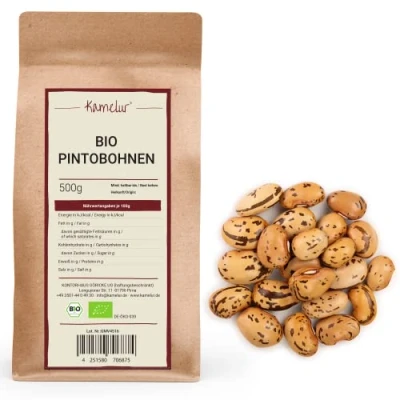 Afbeelding van 1 kg biologische pinto gedroogde bonen kwarkbonen zonder toevoegingen peulvruchten in biologisch afbreekbare verpakking