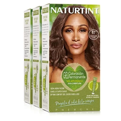 Afbeelding van Naturtint Biobased, ammoniakvrije kleuring, 100% dekking van wit haar, plantaardige ingrediënten, natuurlijke en duurzame kleur, 6,7 lichte chocolade, 3 stuks