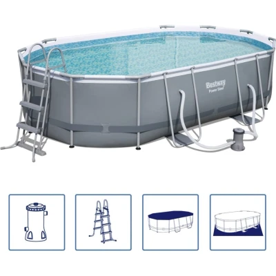 Afbeelding van BESTWAY power steel oval zwembad 488 x 305 107cm