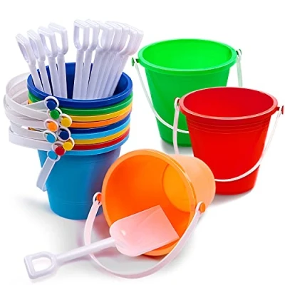 Afbeelding van Sloosh 12 Emmers Zand Met Schoppen Voor Kinderen Strand Speelgoed Favors Set Plastic Handvatten