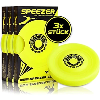 Afbeelding van SPEEZER® Set van 3 mini frisbee de gele schijf is grappige outdoor sportgadget klein en zacht, past in elke broekzak het spel