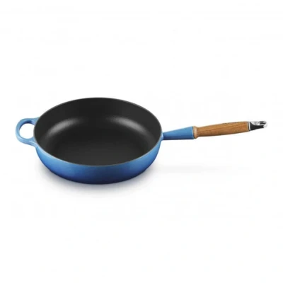 Afbeelding van Le Creuset Sauteerpan Signature Rond Houten Handvat Azure 28cm 3,6l
