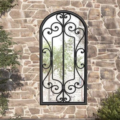 Afbeelding van VidaXL Tuinspiegel 70x30 cm ijzer zwart