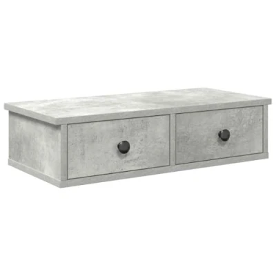 Afbeelding van Wandschap met lades 60x25x15 cm bewerkt hout betongrijs