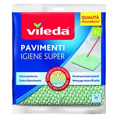 Afbeelding van Vileda 141313 Hygiene Super vloerdoek, 30% microvezel, meerkleurig, 29 x 25 2,5 cm, 5 stuks