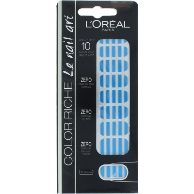 Afbeelding van L&#039;Oréal Color Riche Le Nail Art Stickers Blue White Stripes
