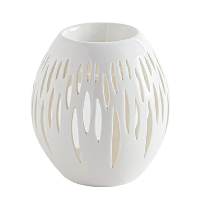 Afbeelding van Aromabrander ovali wit etherische olie brander geurbrander 9 x 12,5 cm