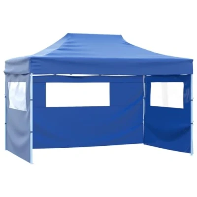 Afbeelding van Vouwtent met 3 wanden 3x4,5 m blauw