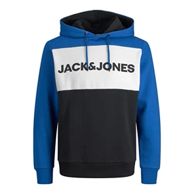 Afbeelding van JACK &amp; JONES Jjelogo Blocking Sweat Hood Sts heren Sweatshirt met capuchon, Klassiek blauw/pasvorm: reg, M