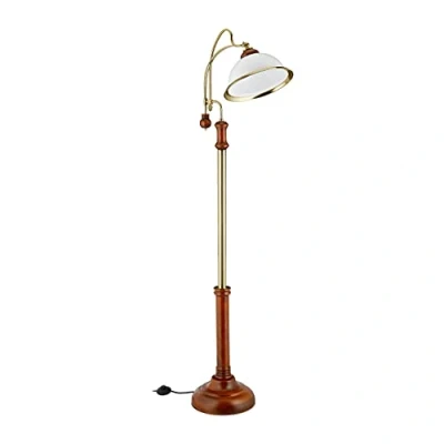 Afbeelding van Relaxdays vloerlamp houten voet staande lamp e27 retro woonkamerlamp leeslamp