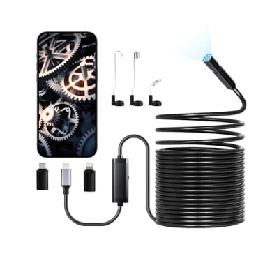 Image de VEVOR Caméra Endoscopique HD 1920p Endoscope avec Câble 15 m pour Android et iOS