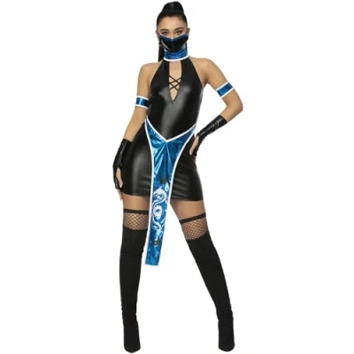 Afbeelding van Fever Blue Ninja Kostuum XS Zwart/Blauw