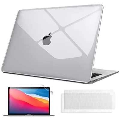 Afbeelding van FINTIE beschermhoes compatibel met MacBook Air 13 M1 (A2337) / 2020 2019 2018 (A1932/A2179), van dun hard kunststof toetsenbordfolie en displaybescherming, transparant