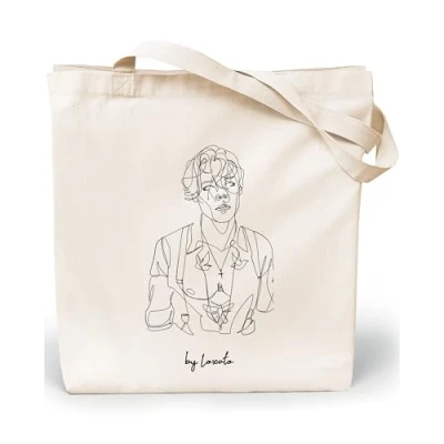 Afbeelding van Loxato Tote Bag Stoffen tas draagtas voor dames canvas 100% katoen jute tas, extra breed (8 cm) grote draagtas, 35 x 42 8 cm