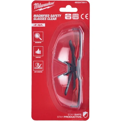 Afbeelding van Milwaukee VEILIGHEIDS BRIL Met Lees Gedeelte Op Sterkte Helder Glas +2