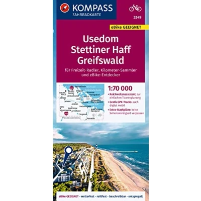 Afbeelding van KOMPASS Fahrradkarte 3349 Usedom, Stettiner Haff, Greifswald 1:70.000