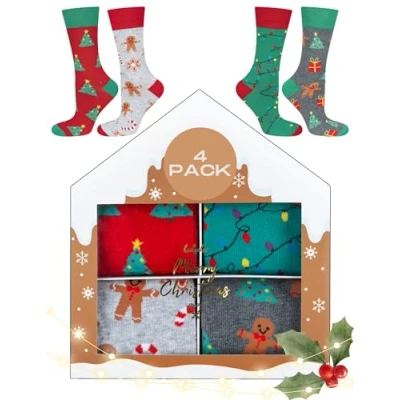 Afbeelding van soxo Damessokken, cadeautas, heren, Kerstmis, 4 paar, 2 maten, Set 1