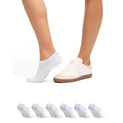 Afbeelding van DANISH ENDURANCE 6 paar onzichtbare sokken, laag van katoen, antislip, voor dames en heren, Wit.