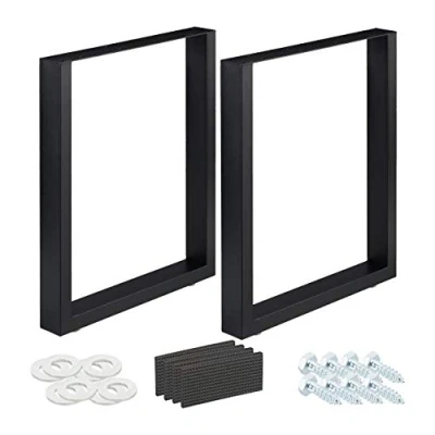 Afbeelding van Relaxdays Tafelonderstel zwart 2 stuks tafelpoten metaal industrieel tafelframe 60 x 72 cm