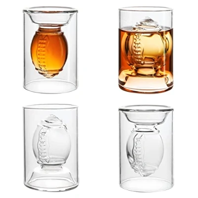 Afbeelding van American Football Shotglazen/borrelglazen/espressoglazen (4 stuks), aan beide zijden te vullen: 2 cl en 4 volume