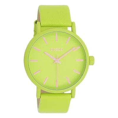 Afbeelding van OOZOO Timepieces limoen groene horloge met leren band C11177