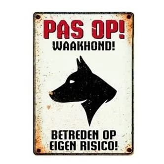 Afbeelding van Plenty Gifts Waakbord Blik Waakhond 15X21 CM
