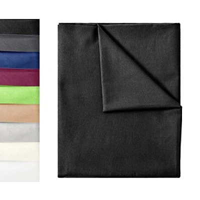 Image de GREEN MARK Textilien Drap de lit classique en 100% coton sans élastique, nombreuses tailles et couleurs, 180 x 275 cm, Noir