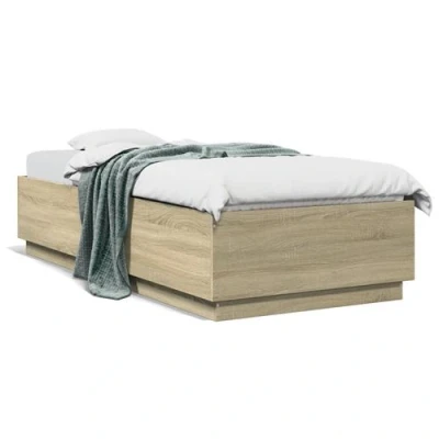 Afbeelding van vidaXL Bedframe met LED verlichting sonoma eikenkleurig 100x200 cm