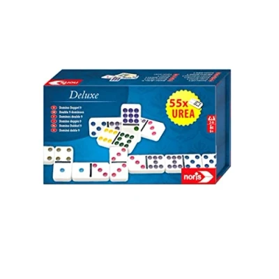 Afbeelding van Noris Dominostenen Deluxe Double 9 Wit 55 Stuks