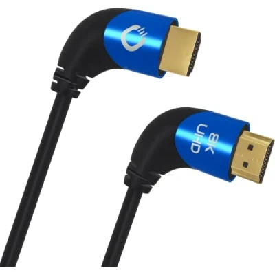Afbeelding van Oehlbach D1C42541 HDMI kabel Aansluitkabel A stekker, stekker 1.50 m Zwart 8K UHD, 90 haaks naar links, Afgeschermd (drievoudig)