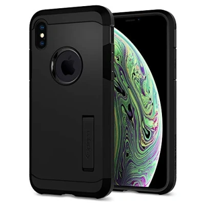 Afbeelding van Spigen Tough Armor hoesje Compatibel met iPhone XS X Black