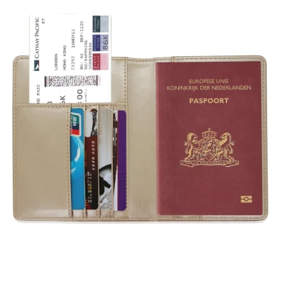 Afbeelding van Paspoorthoesje / 10,5 x 14cm Paspoorthouder V1 Champagne Goud