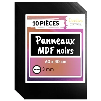 Afbeelding van Creative Deco 10 x multiplex plaat 600 400 3 mm Zwert MDF Houten 3mm Hobby hout voor knutseldecoratie &amp; voorwerpen Perfect lasers, CNC frezen, modelbouw, figuurzagen
