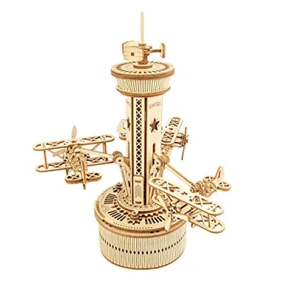 Afbeelding van ROKR Puzzel 3D houten model om te bouwen voor volwassenen kinderen Airplane Tower