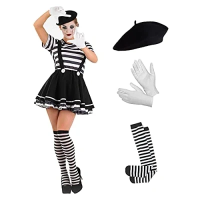 Afbeelding van Fun Shack Mime kostuum voor dames, volwassenen, circuskostuum carnavalskostuum, maat L